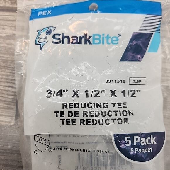 SharkBite 3/4" x 1/2" x 1/2" Reducing Tee 2Packs of 5pcs [103] - Picture 5 of 13
